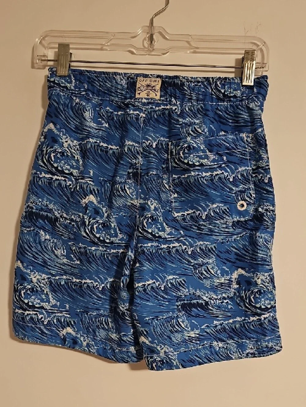 GAP Blue Wave-Print Boys Swim Trunks